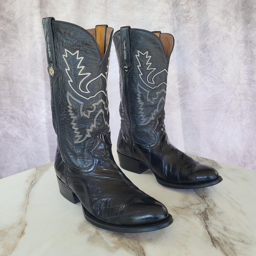 Montana Genuine EEL Classic Western Cowboy Boots Black Men's Size 11 EE